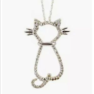 Cat necklace 14k white gold